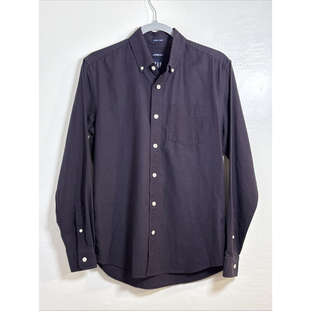 New $60 Gap Men's Long Sleeve Shirt Deep Grape Standard Fit Stretch Size XS
